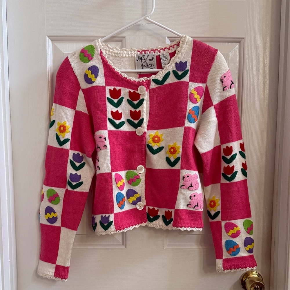 Michael Simon Floral Patchwork Easter Sweater - image 2